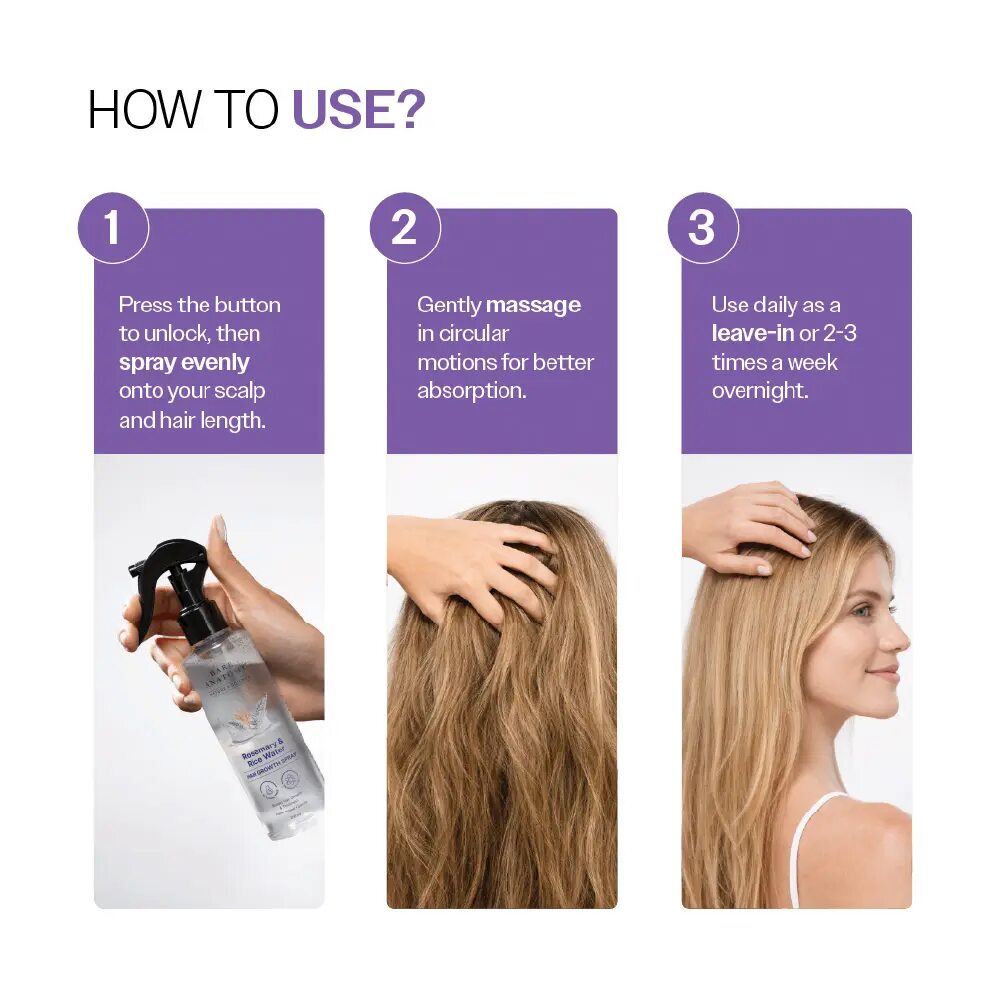 Natural Rosemary & Rice Water Hair Growth Density Spray