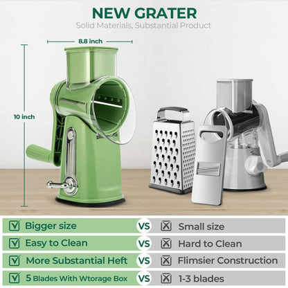 Effortless Rotary Cheese Grater & Veggie Slicer