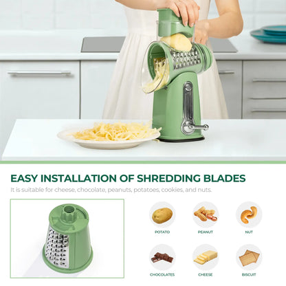 Effortless Rotary Cheese Grater & Veggie Slicer