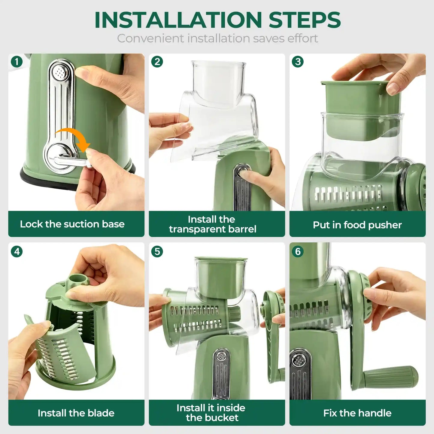 Effortless Rotary Cheese Grater & Veggie Slicer