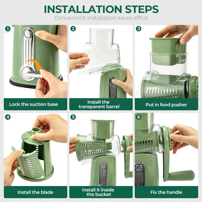 Effortless Rotary Cheese Grater & Veggie Slicer