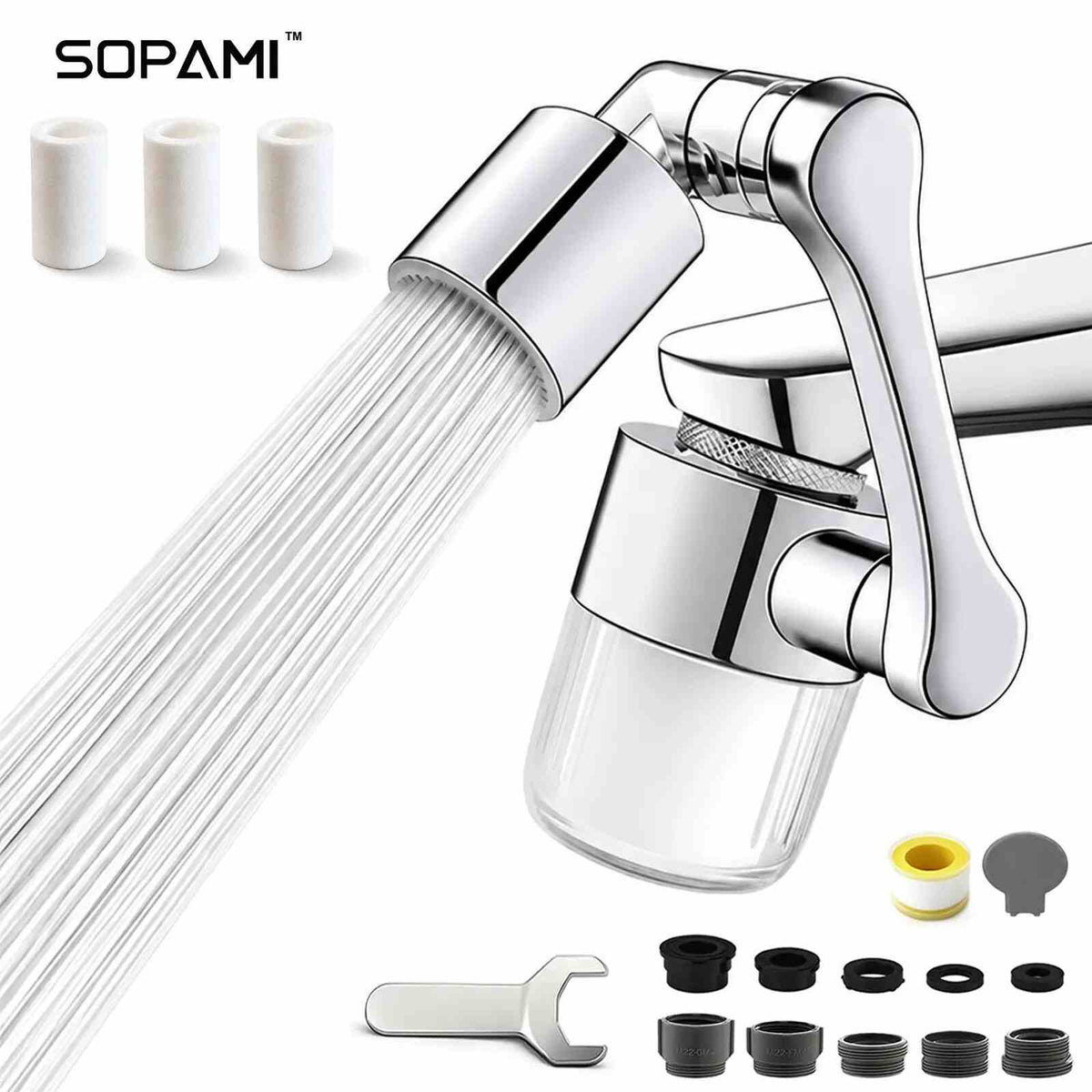 3D Swivel Faucet Aerator Filter Set - 360-Degree Rotatable